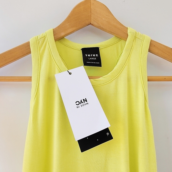 Terez Tank Top Size Large Lightweight Athletic Bright Yellow Cropped Workout Top - Picture 3 of 13
